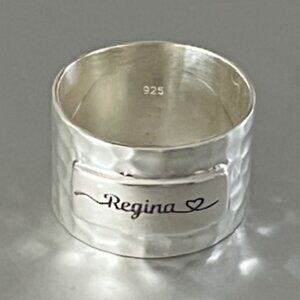 STERLING SILVER NAME RING ENGRAVED WIDE BAND SZ. 10